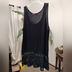Black Lace Hem Women's Top